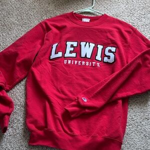 Champion Red Lewis University Crewneck
